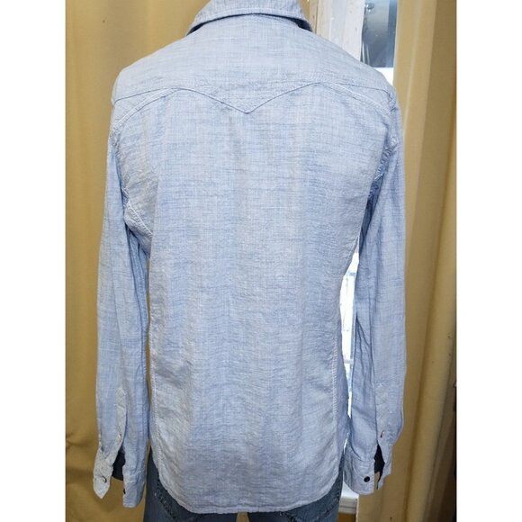 VTG Y2K BKE Athletic Fit Long Sleeve Snap Up Denim Shirt M Western - Picture 5 of 7